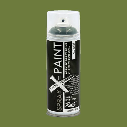 Rich Spray X-Paint Akrilik Sprey Boya 400ml Yağ Yeşili - Yağ Yeşili