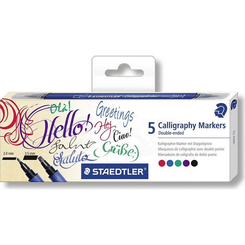 Staedtler - Staedtler Çift Taraflı Kaligrafi Kalemi 5li 2mm-3.5mm 3002 C5