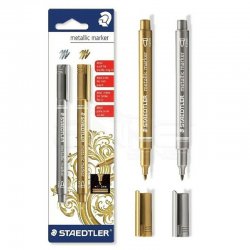 Staedtler - Staedtler Metallic Marker 1-2mm Metalik Kalem Seti 2li 8323-S BK2