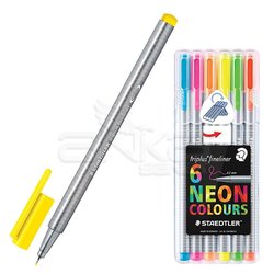 Staedtler - Staedtler Triplus Fineliner İnce Uçlu Keçeli Kalem 0.3mm 6lı Neon