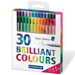 Staedtler Triplus Fineliner İnce Uçlu Keçeli Kalem 0.3mm Brilliant Colours 30lu - Thumbnail