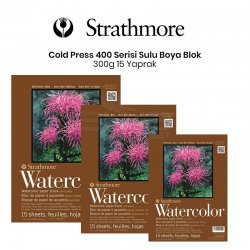 Strathmore - Strathmore Watercolor Cold Press Yandan Yapışkanlı 15 Yaprak 300g 400 Series