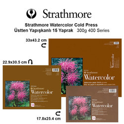 Strathmore - Strathmore Watercolor Cold Press Üstten Yapışkanlı 15 Yaprak 300g 400 Series