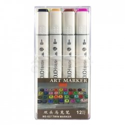 Superior Çift Uçlu Art Marker MS-837 12li Set Plastik Kutu - Thumbnail