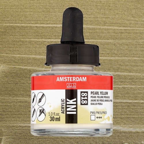 Talens Amsterdam Acrylic Ink 30ml 818 Pearl Yellow - 818 Pearl Yellow