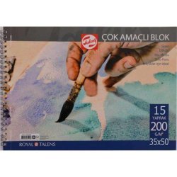 Talens - Talens Çok Amaçlı Resim Çizim Defteri 200g 35x50cm 15 Yaprak