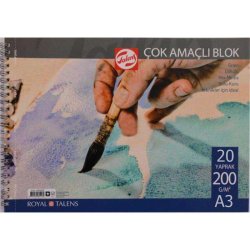 Talens - Talens Çok Amaçlı Blok Spiralli 200g 20 Yaprak A3