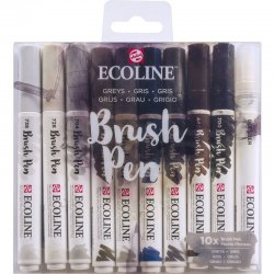 Talens - Talens Ecoline Brush Pen 10lu Set Gri Renkler 9805