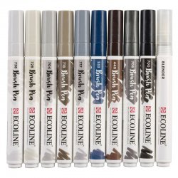 Talens - Talens Ecoline Brush Pen 10lu Set Gri Renkler 9805 (1)