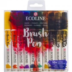 Talens - Talens Ecoline Brush Pen 10lu Set Koyu Renkler 9802