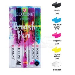 Talens - Talens Ecoline Brush Pen 5li Set Ana Renkler