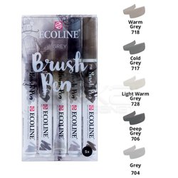 Talens Ecoline Brush Pen 5li Set Gri Tonlar - Thumbnail