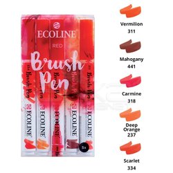 Talens - Talens Ecoline Brush Pen 5li Set Kırmızı Tonlar