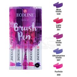 Talens Ecoline Brush Pen 5li Set Mor Tonlar - Thumbnail