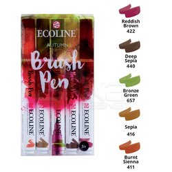 Talens - Talens Ecoline Brush Pen 5li Set Sonbahar Tonları