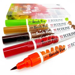 Talens - Talens Ecoline Brush Pen 5li Set Sonbahar Tonları (1)