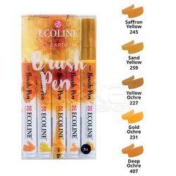 Talens - Talens Ecoline Brush Pen 5li Set Toprak Tonlar