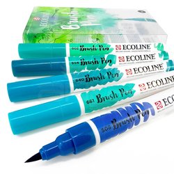 Talens Ecoline Brush Pen 5li Set Yeşil-Mavi Tonlar - Thumbnail