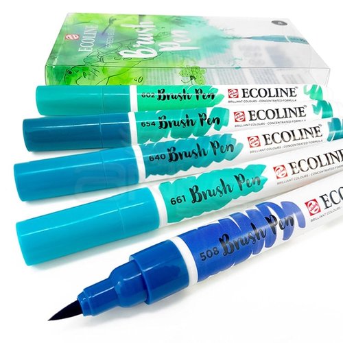 Talens Ecoline Brush Pen 5li Set Yeşil-Mavi Tonlar