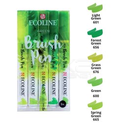 Talens Ecoline Brush Pen 5li Set Yeşil Tonlar - Thumbnail
