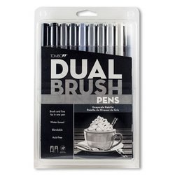 Tombow - Tombow Dual Brush Pen 10lu Grayscale Palette