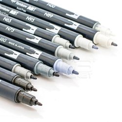 Tombow - Tombow Dual Brush Pen 10lu Grayscale Palette (1)