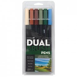 Tombow - Tombow Dual Brush Pen 6lı Landscape Palette