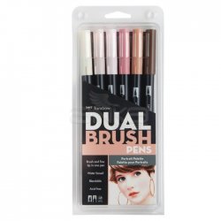 Tombow - Tombow Dual Brush Pen 6lı Portrait Palette