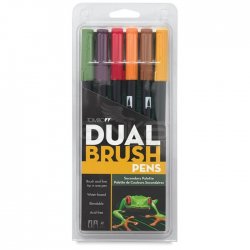 Tombow - Tombow Dual Brush Pen 6lı Secondary Palette