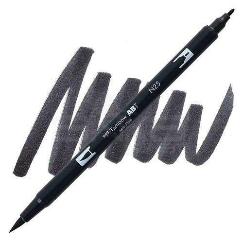 Tombow Dual Brush Pen Lamp Black N25 - N25 Lamp Black