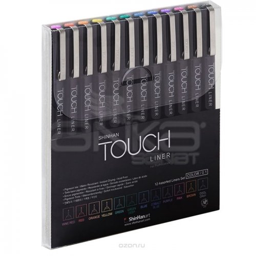 Touch Liner Teknik Çizim Kalemi 12li Set Renkli SH4301205