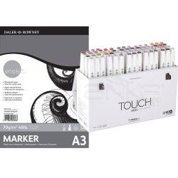 Touch - Touch Twin Brush Marker Kalem 60lı Set A Defter Hediyeli A3