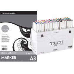 Touch - Touch Twin Brush Marker Kalem 60lı Set B Defter Hediyeli A3