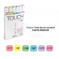 Touch Twin Brush Marker Kalem 6lı Set Pastel Renkler - Thumbnail
