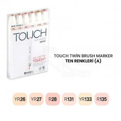 Touch - Touch Twin Brush Marker Kalem 6lı Set Ten Renkleri (A)
