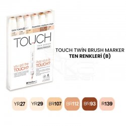 Touch - Touch Twin Brush Marker Kalem 6lı Set Ten Renkleri (B)