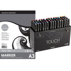 Touch - Touch Twin Marker Kalem 60lı Set A Defter Hediyeli A3