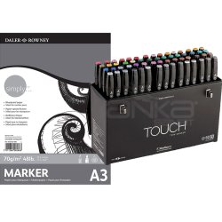 Touch - Touch Twin Marker Kalem 60lı Set B Defter Hediyeli A3