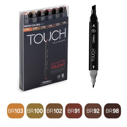 Touch - Touch Twin Marker Kalem 6lı Set Wood Tones