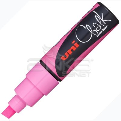 Uni Chalk Marker Wet Wipe Fluo Pink 8.0mm - Fluo Pink