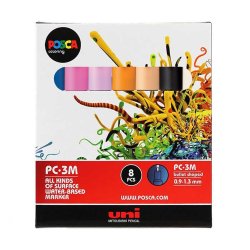 Posca - Uni Posca PC-3M (0,9-1,3mm) 8li Set Toprak Renkler