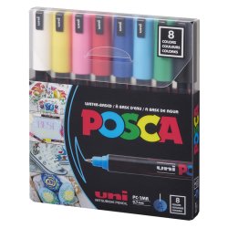 Posca - Uni Posca PC-1MR (0,7mm) 8li Set Ana Renkler