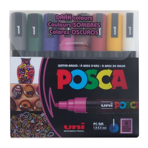 Uni Posca PC-5M (1,8-2,5mm) 8li Set Koyu Rekler