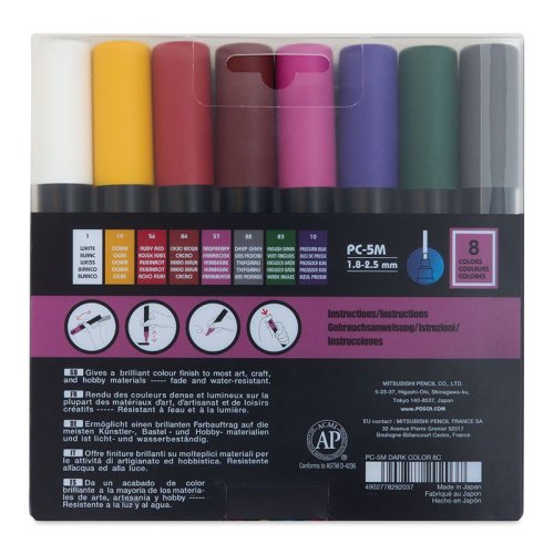 Uni Posca PC-5M (1,8-2,5mm) 8li Set Koyu Rekler