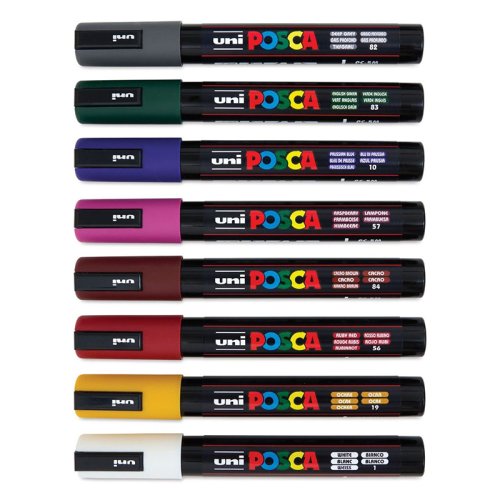 Uni Posca PC-5M (1,8-2,5mm) 8li Set Koyu Rekler