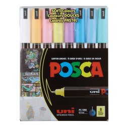 Posca - Uni Posca PC-1MR (0,7mm) 8li Set Pastel Renkler
