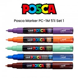 Posca - Uni Posca Marker PC-1M 5li Set 1