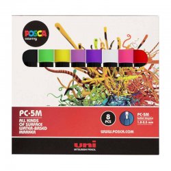 Uni Posca PC-5M (1,8-2,5mm) 8li Set Çiçek Renkler - Thumbnail