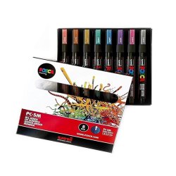 Posca - Uni Posca PC-5M (1,8-2,5mm) 8li Set Metalik Renkler