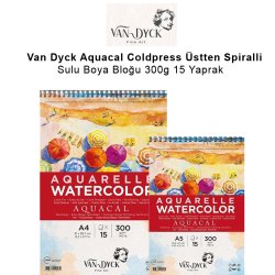 Van Dyck - Van Dyck Aquacal Cold Press Üstten Spiralli Sulu Boya Bloğu 300g 15 Yaprak
